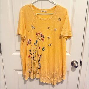 Jess & Jane Women's Orange 100% Cotton Knit Tunic Blouse asymmetrical hem S